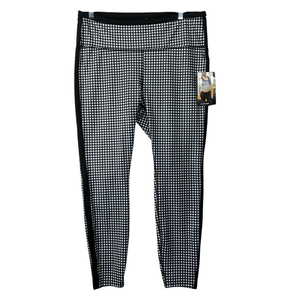 XL New with tags AVIA COURT LEGGING BLACK SOOT GINGHAM